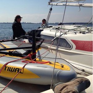 Tiwal 3 watertoy on a Catamaran
