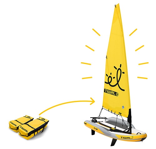 Your Inflatable Sailboat fits in 2 bags Tiwal Sailboats