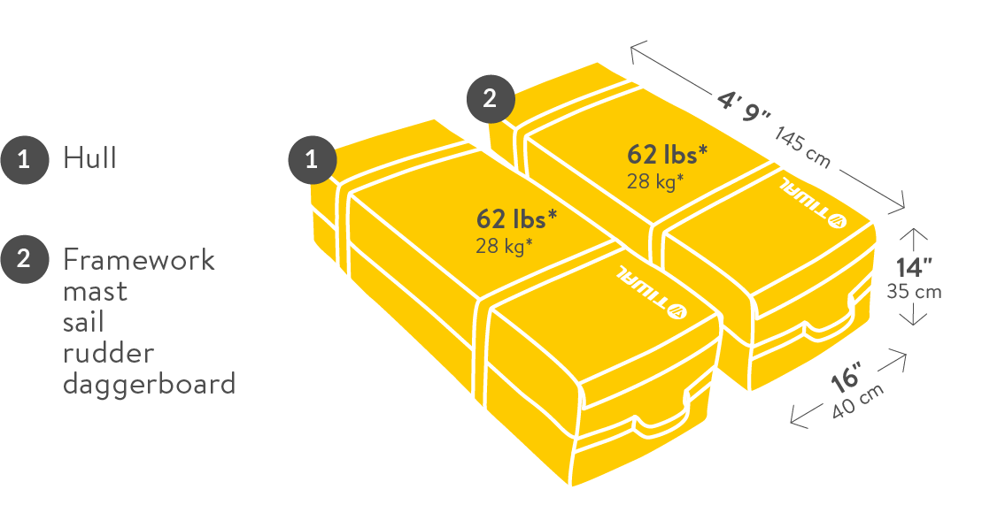 Tiwal 3 sailing dinghy transport bags weight and dimensions
