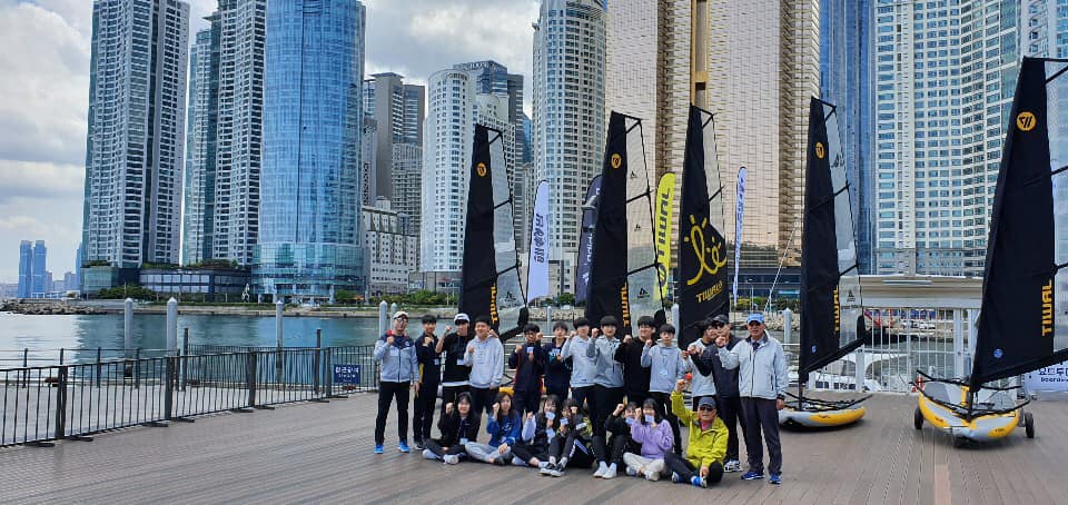 Busan sailing school now teaches on a fleet of Tiwal 3 inflatable sailing dinghies