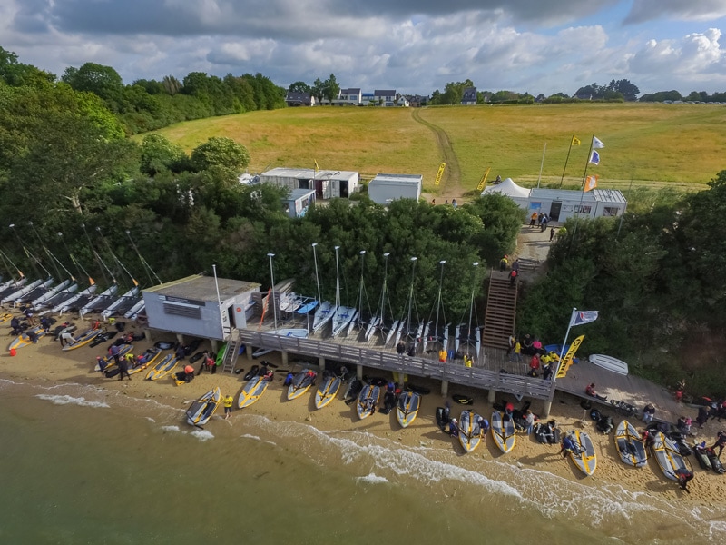 Assembly of the inflatable sailboats during the Tiwal Cup 2019