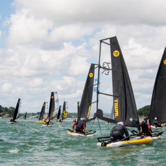 News | Events | Tiwal Cup 2019 Fleet of 48 inflatable sailing boats during the Tiwal Cup 2019 in the Gulf of Morbihan.