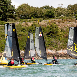 Tiwal Cup 2019 - 14 Fleet of 48 inflatable sailing boats during the Tiwal Cup 2019 in the Gulf of Morbihan.