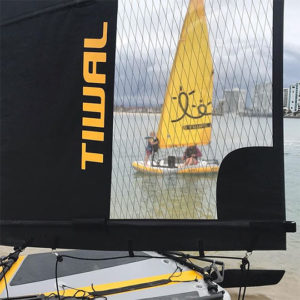 Tiwal 2 Sailing Dinghy Across the Monofilm of a Tiwal 3 Sail
