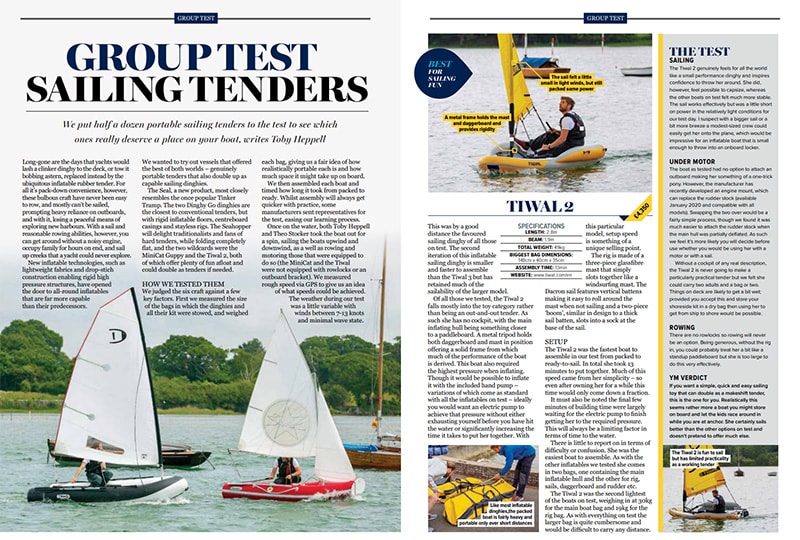Yachting Monthly Magazine reviews the Tiwal 2 Sailing Tended