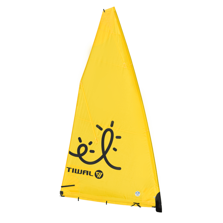 Yellow furling sail for Tiwal 2L family sailing dinghy