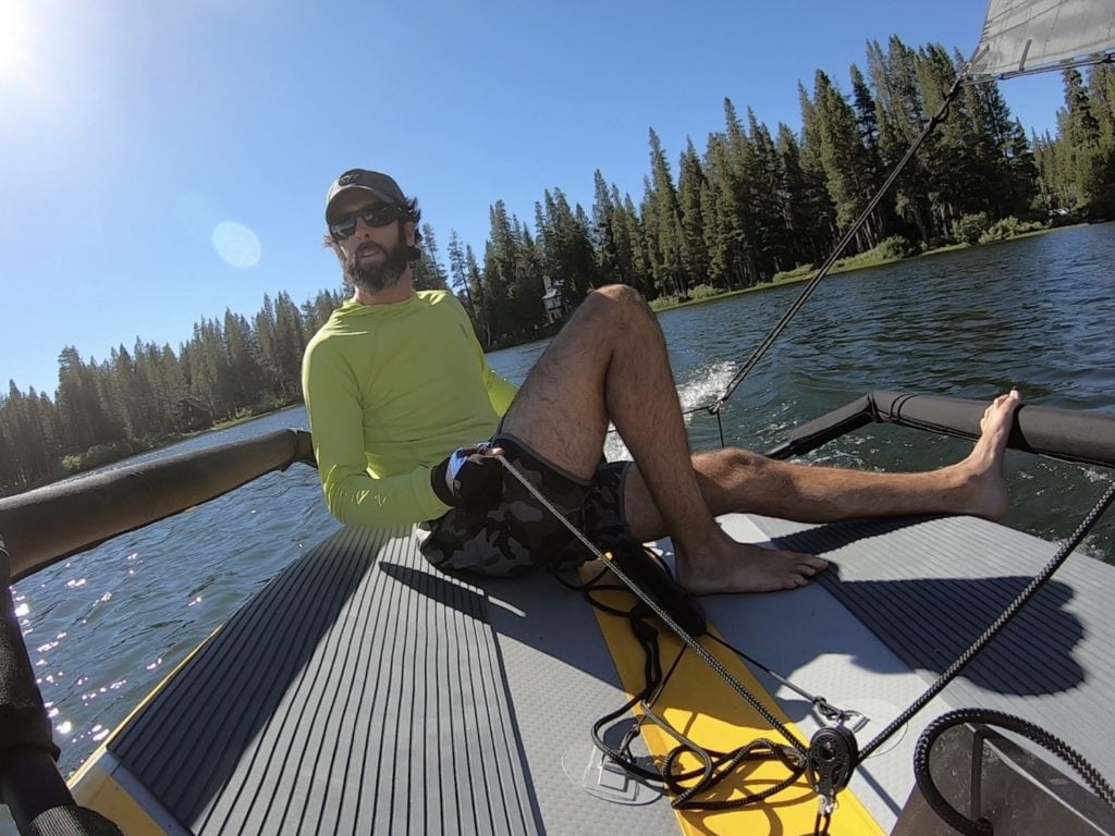 Single handed sailing on a lake