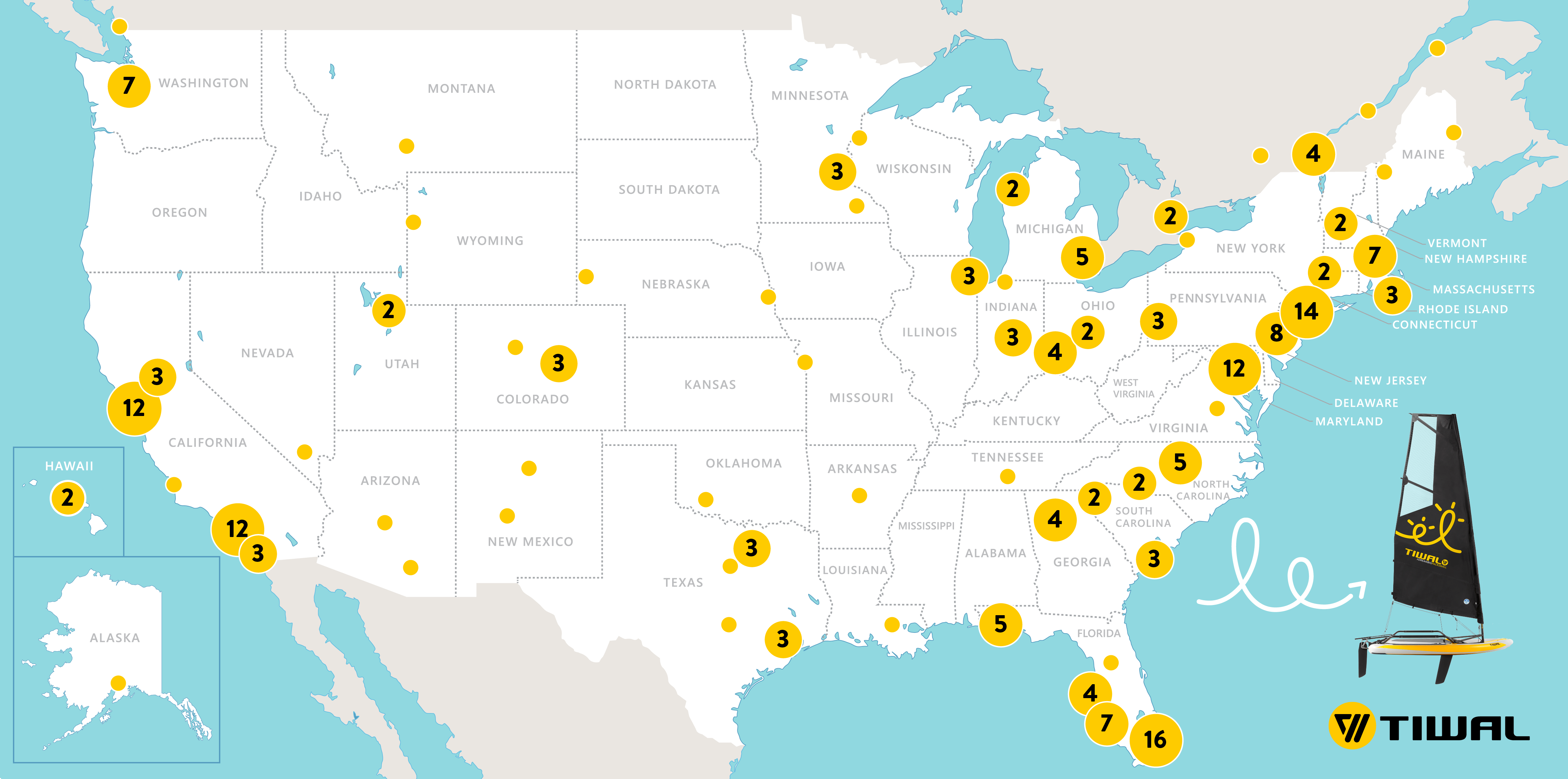 Community | Map Tiwal Sailboats Owners USA
