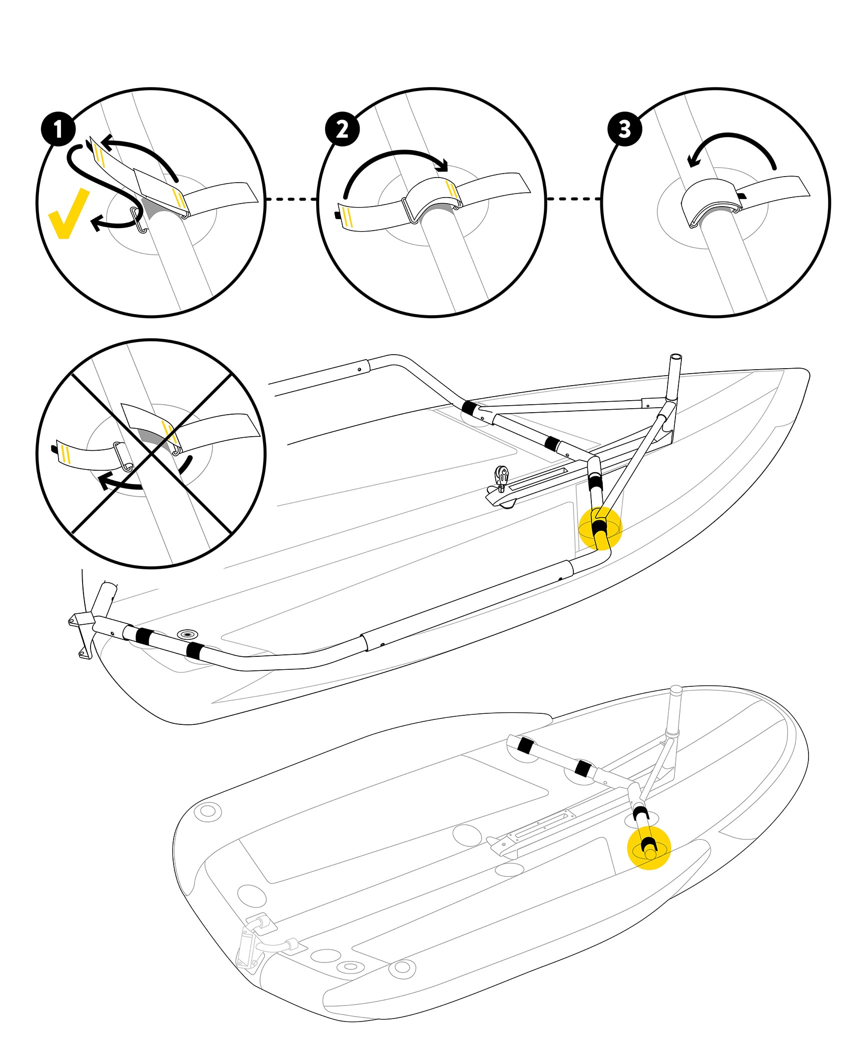 Tiwal-Gurte an der Struktur anbringen