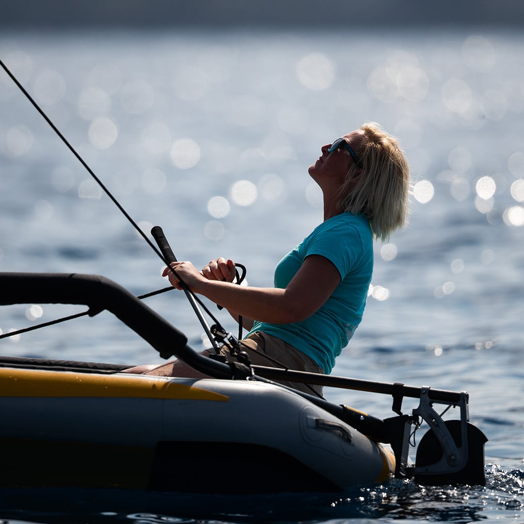 Woman sailing a Tiwal 3 Sailing dinghies in Palma de Mallorca