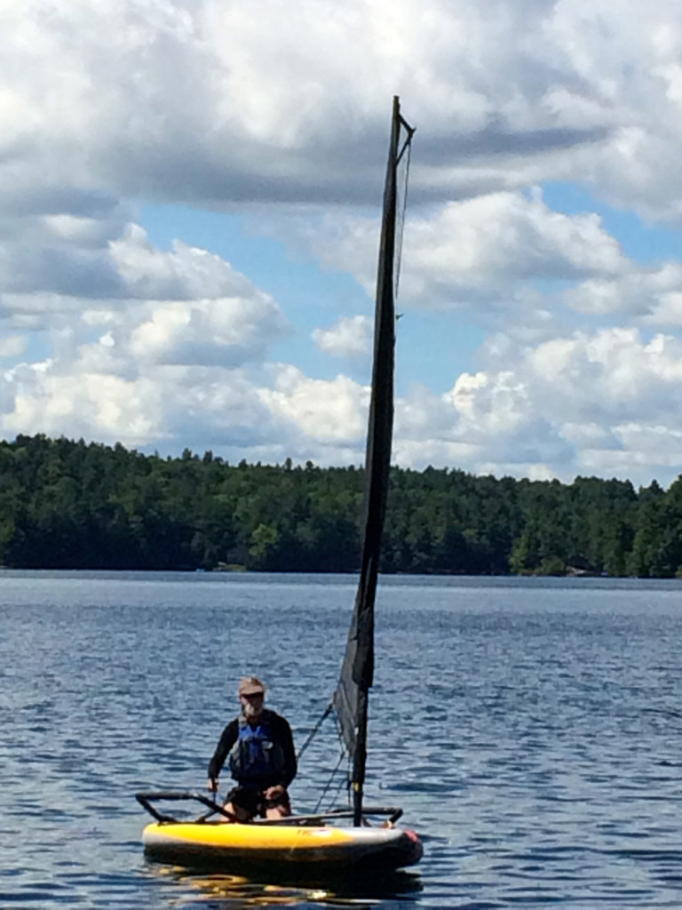 Jerold on his Tiwal 3 sailing dinghy, Millsite Lake (NY)