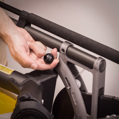 Rudder blade lifting kit in situ