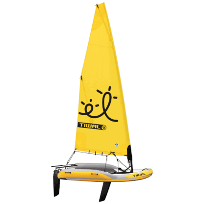 Kleines aufblasbares Segelboot Tiwal2 mit rollbares Segel gelb