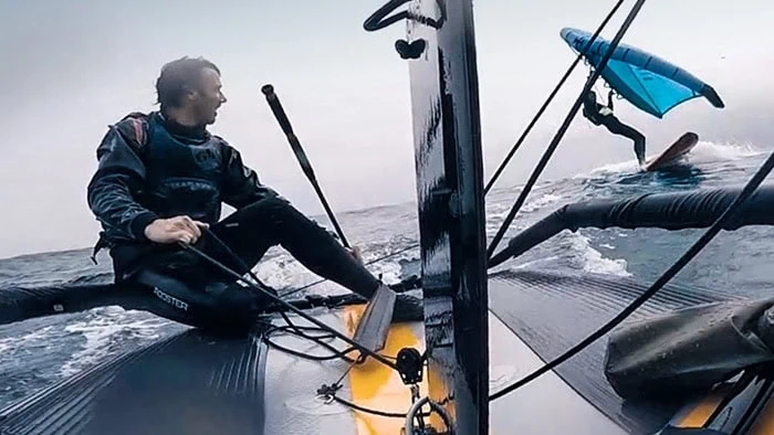 Strong wilind sailing in Ceuta Bay