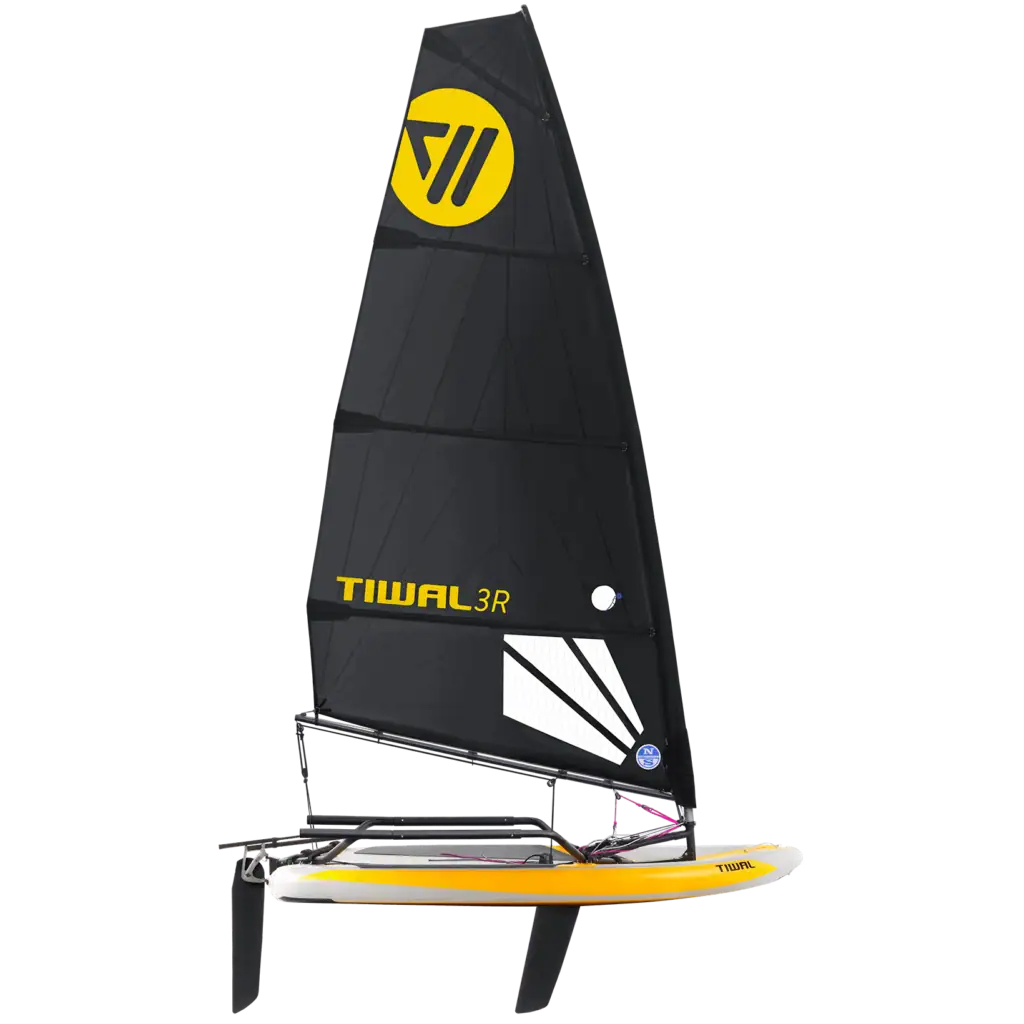 Tiwal 3R racing sailing dinghy with lightwind sail