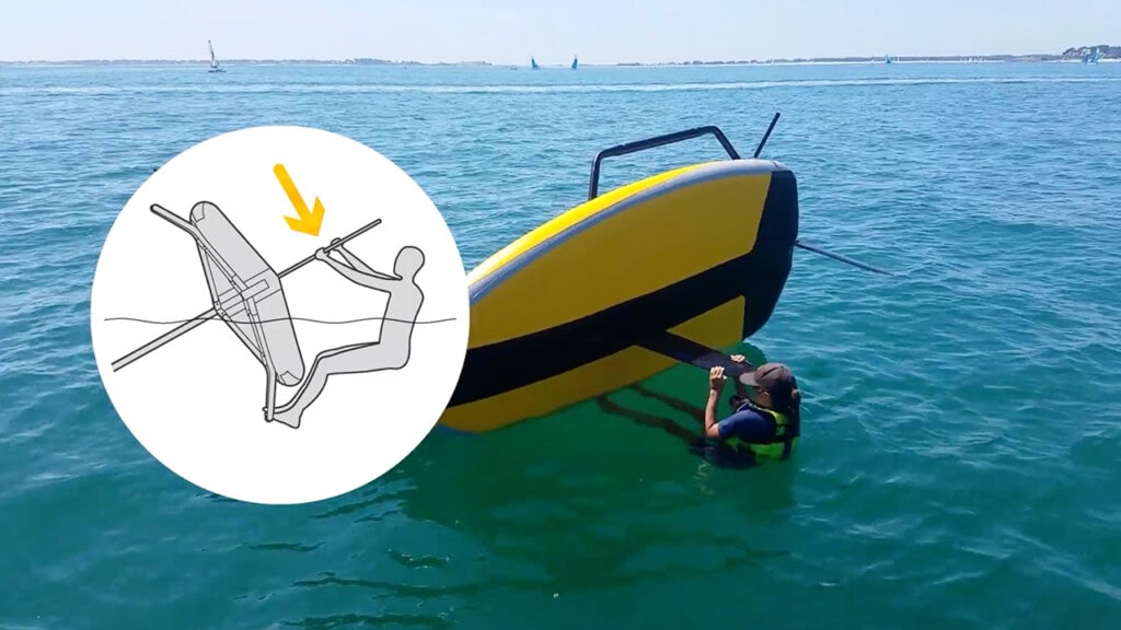 Kid capsizing and righting Tiwal 3