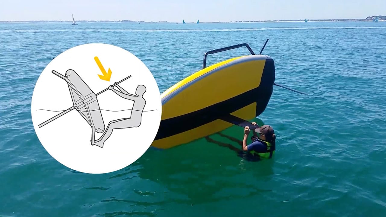 Kid capsizing and righting Tiwal 3