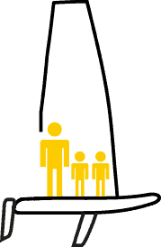 Adult and children sailing team
