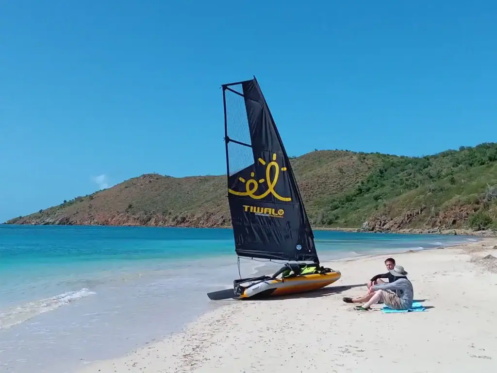 Beached sailing dinghy in the British Virgin Islands