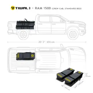 Tiwal dinghy loaded in a Dodge RAM